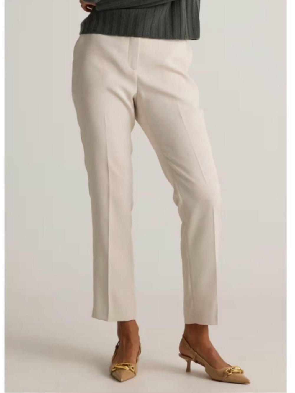 NWT Quince Stretch Crepe Ankle Pants Sand Sz 10